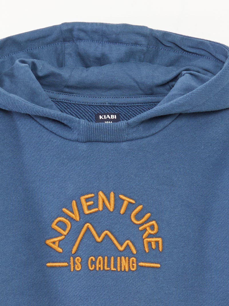 Sweat à capuche en molleton léger avec animation devant - Bleu - Kiabi ...