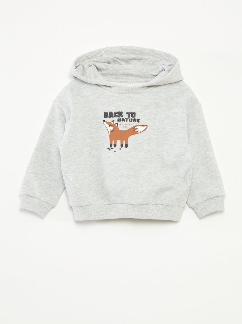 Sweat à capuche en molleton léger avec animation devant Gris - Kiabi