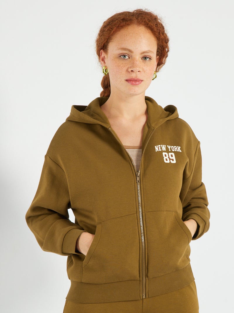 Sweat à capuche en molleton Marron - Kiabi