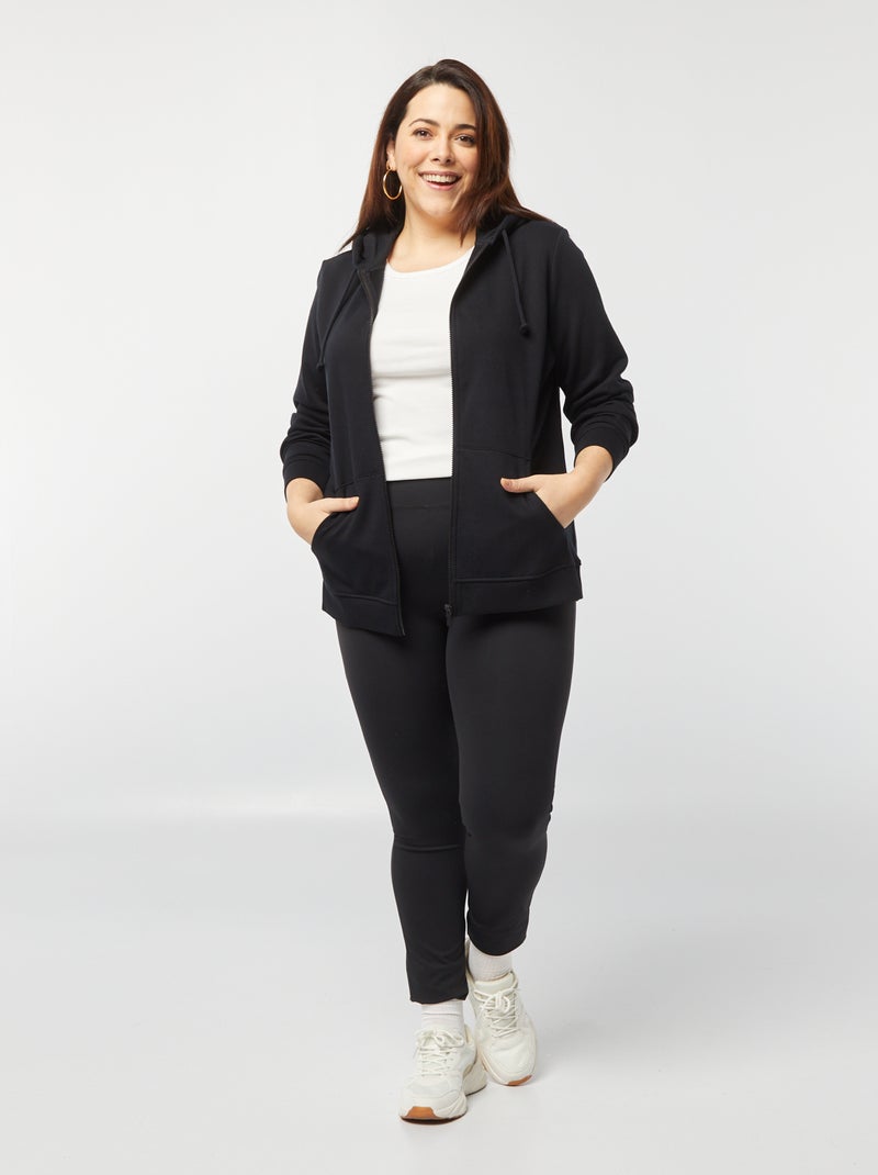 Sweat à capuche en molleton noir - Kiabi