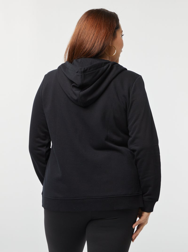 Sweat à capuche en molleton noir - Kiabi