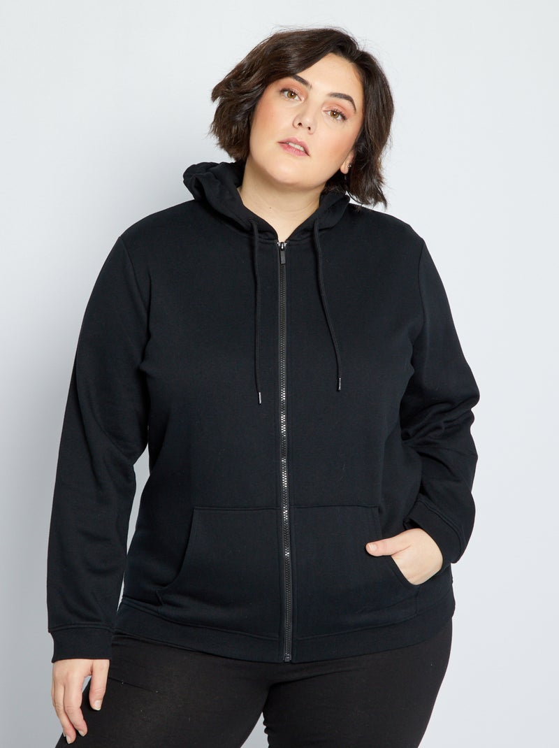 Sweat à capuche en molleton noir - Kiabi