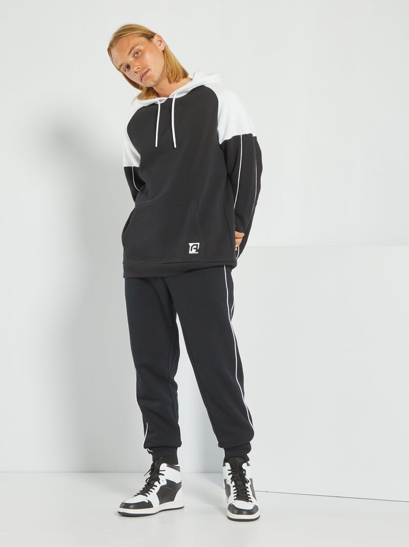 Sweat à capuche en molleton noir - Kiabi