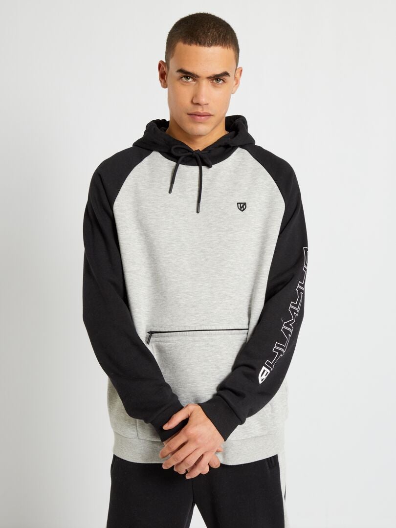 Sweat à capuche en molleton Noir - Kiabi