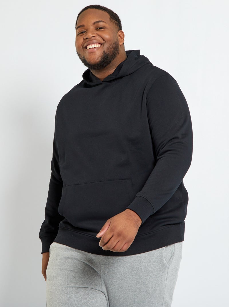 Sweat à capuche en molleton noir - Kiabi