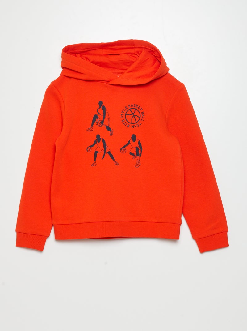 Sweat à capuche en molleton Orange - Kiabi