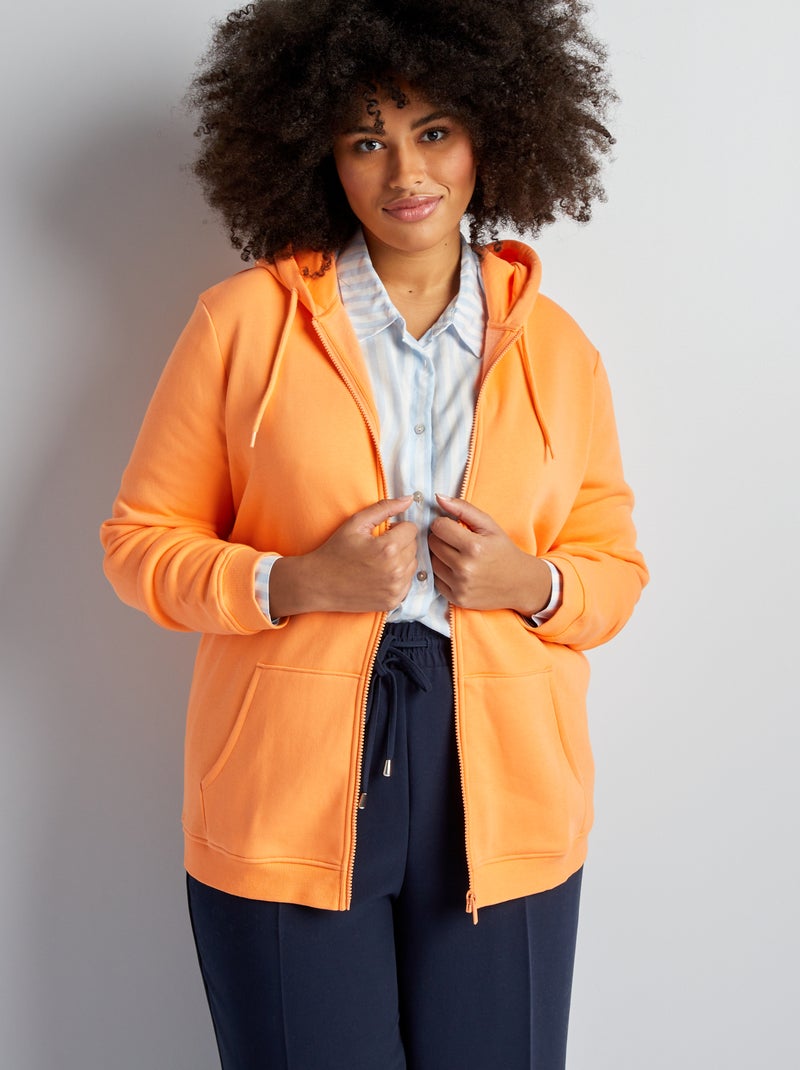 Sweat à capuche en molleton Orange - Kiabi