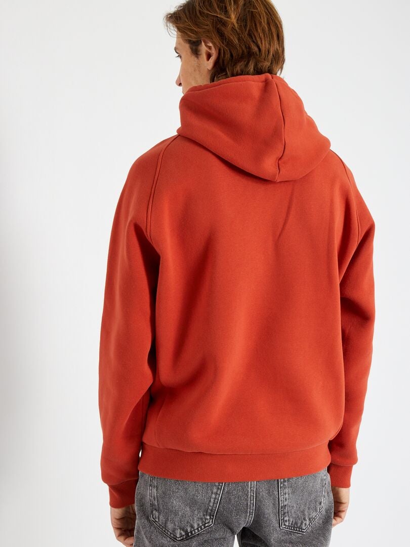 Sweat à capuche en molleton Orange - Kiabi