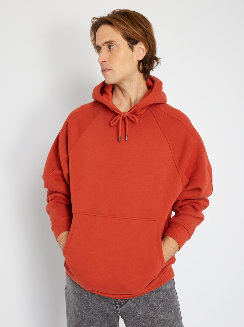 Sweat à capuche en molleton Orange - Kiabi