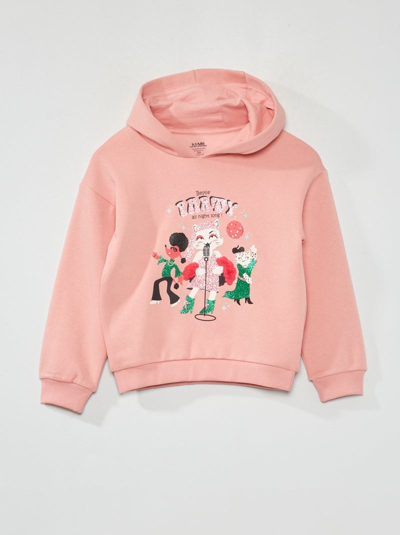 Sweat à capuche en molleton Rose - Kiabi