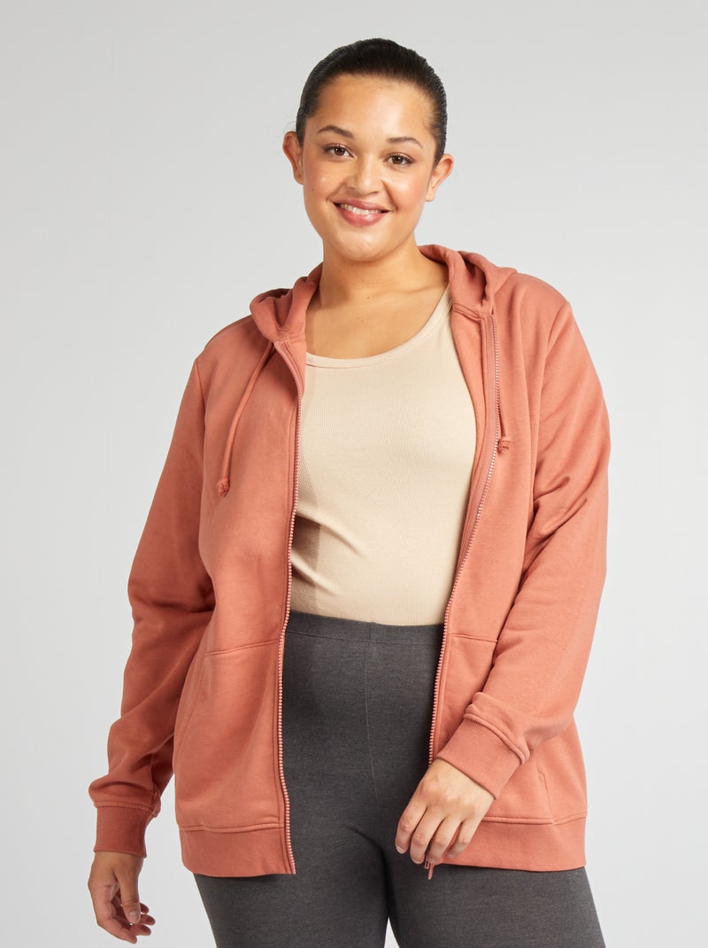Sweat à capuche en molleton Rose rouge - Kiabi