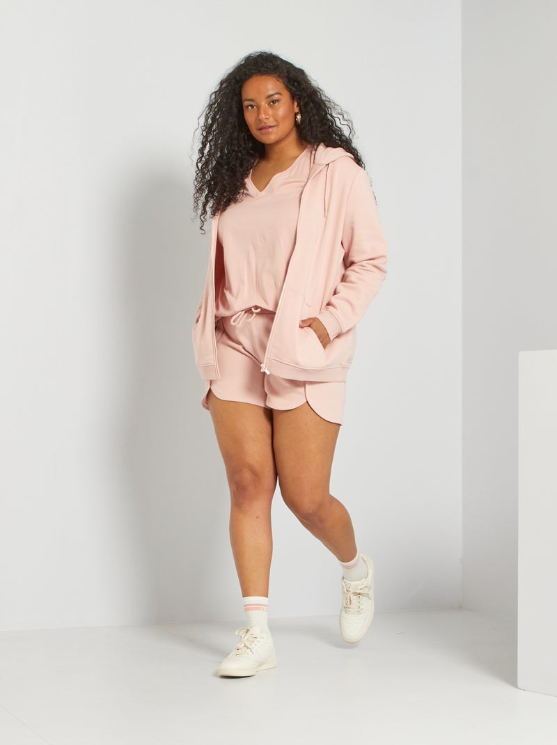 Sweat à capuche en molleton rose - Kiabi