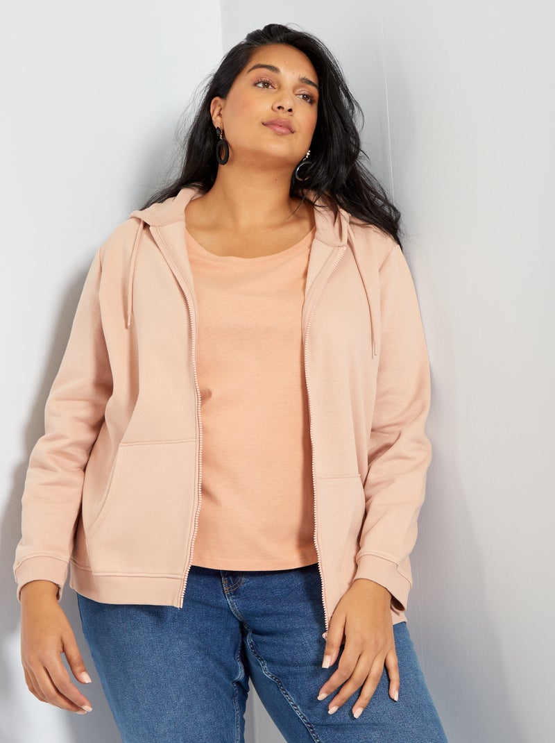 Sweat à capuche en molleton Rose - Kiabi