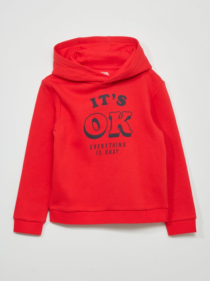 Sweat à capuche en molleton Rouge - Kiabi