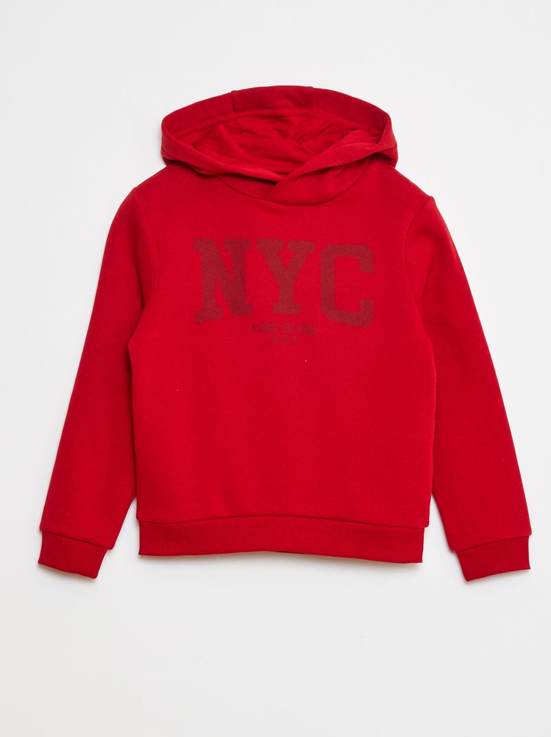 Sweat à capuche en molleton Rouge - Kiabi