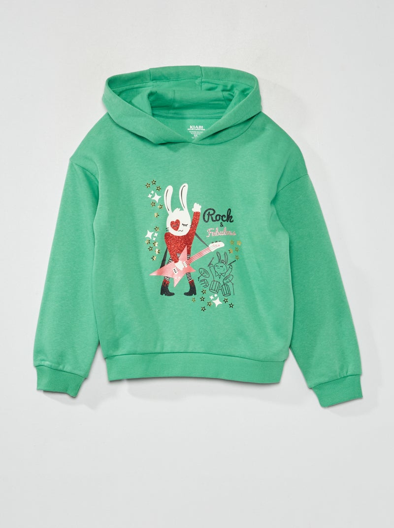Sweat à capuche en molleton Vert - Kiabi
