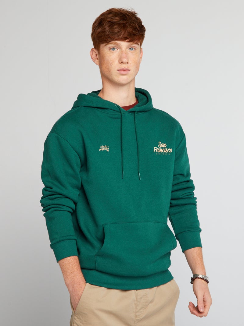 Sweat à capuche en molleton Vert - Kiabi