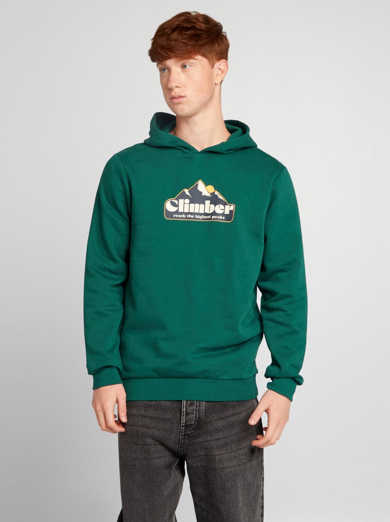 Sweat à capuche en molleton Vert - Kiabi