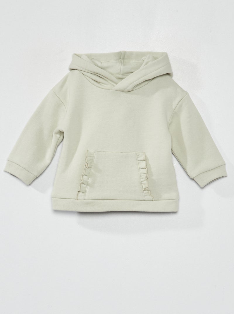 Sweat à capuche en molleton Vert gris - Kiabi