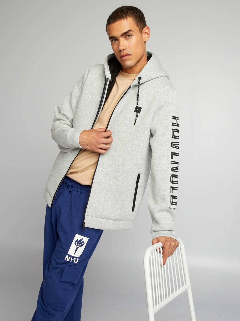 Sweat à capuche en néoprène Gris - Kiabi