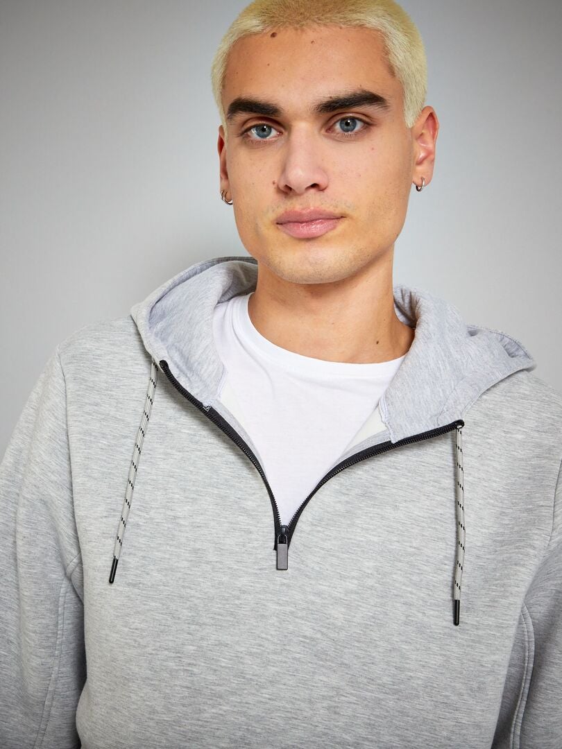 Sweat à capuche en néoprène Gris - Kiabi