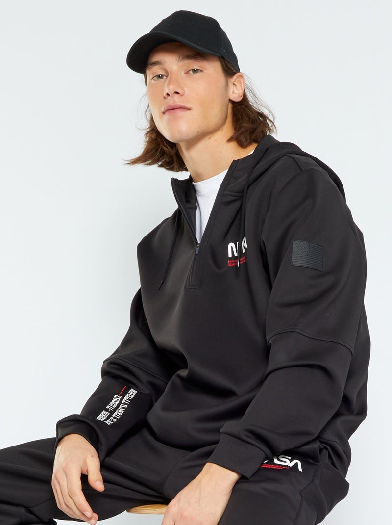 Sweat à capuche en néoprène 'NASA' Noir - Kiabi