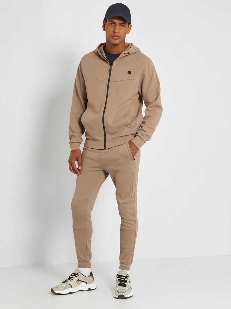 Sweat à capuche en piqué de coton Beige - Kiabi