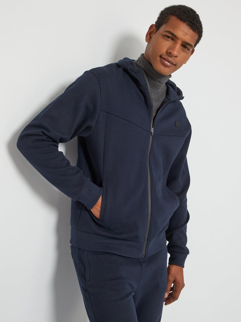 Sweat à capuche en piqué de coton Bleu marine - Kiabi