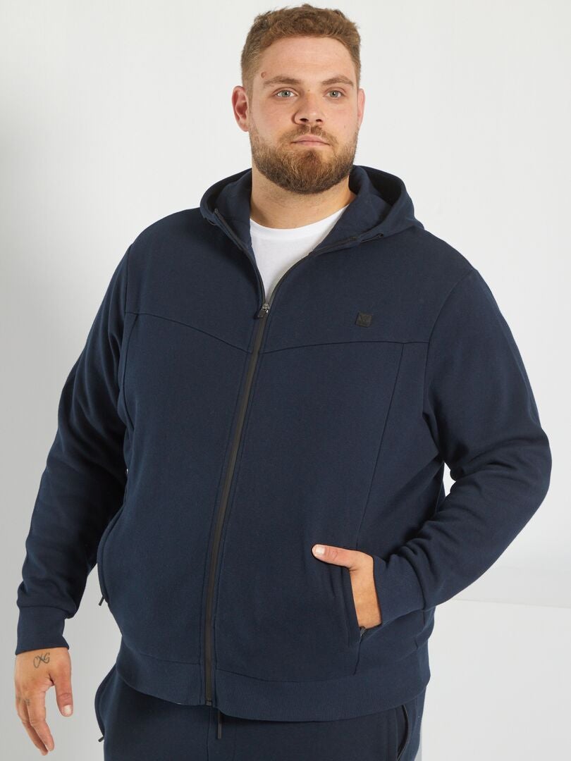 Sweat à capuche en piqué de coton BLEU - Kiabi