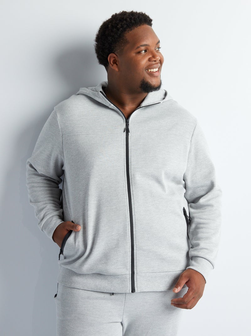 Sweat à capuche en piqué de coton Gris - Kiabi