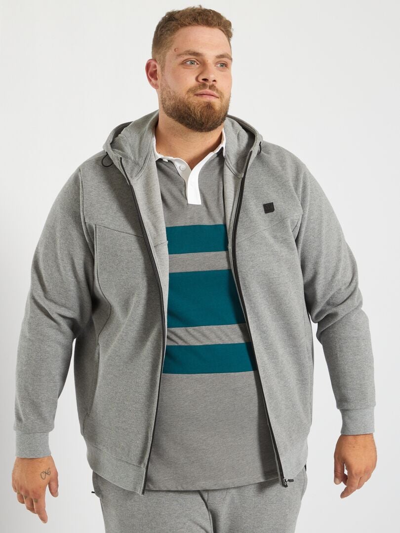 Sweat à capuche en piqué de coton GRIS - Kiabi