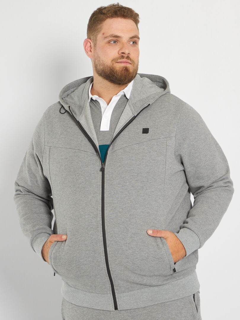 Sweat à capuche en piqué de coton GRIS - Kiabi