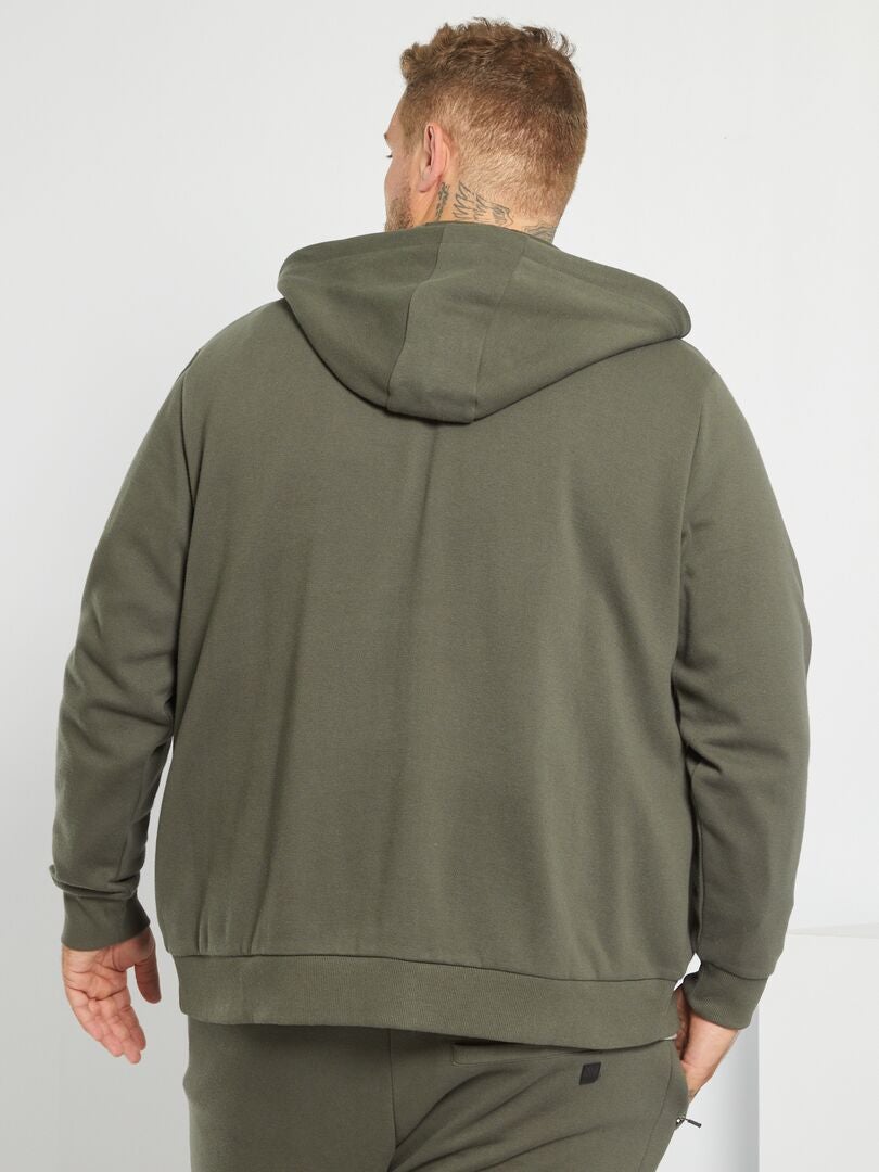 Sweat à capuche en piqué de coton KAKI - Kiabi