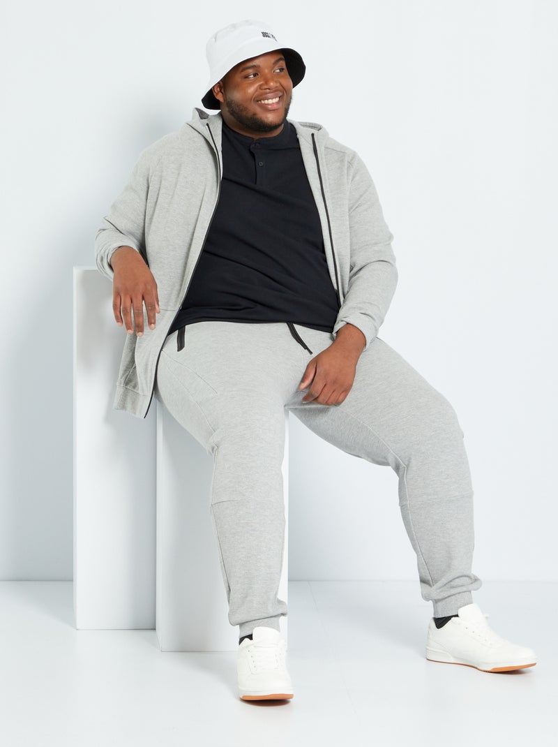 Sweat à capuche en piqué gris - Kiabi