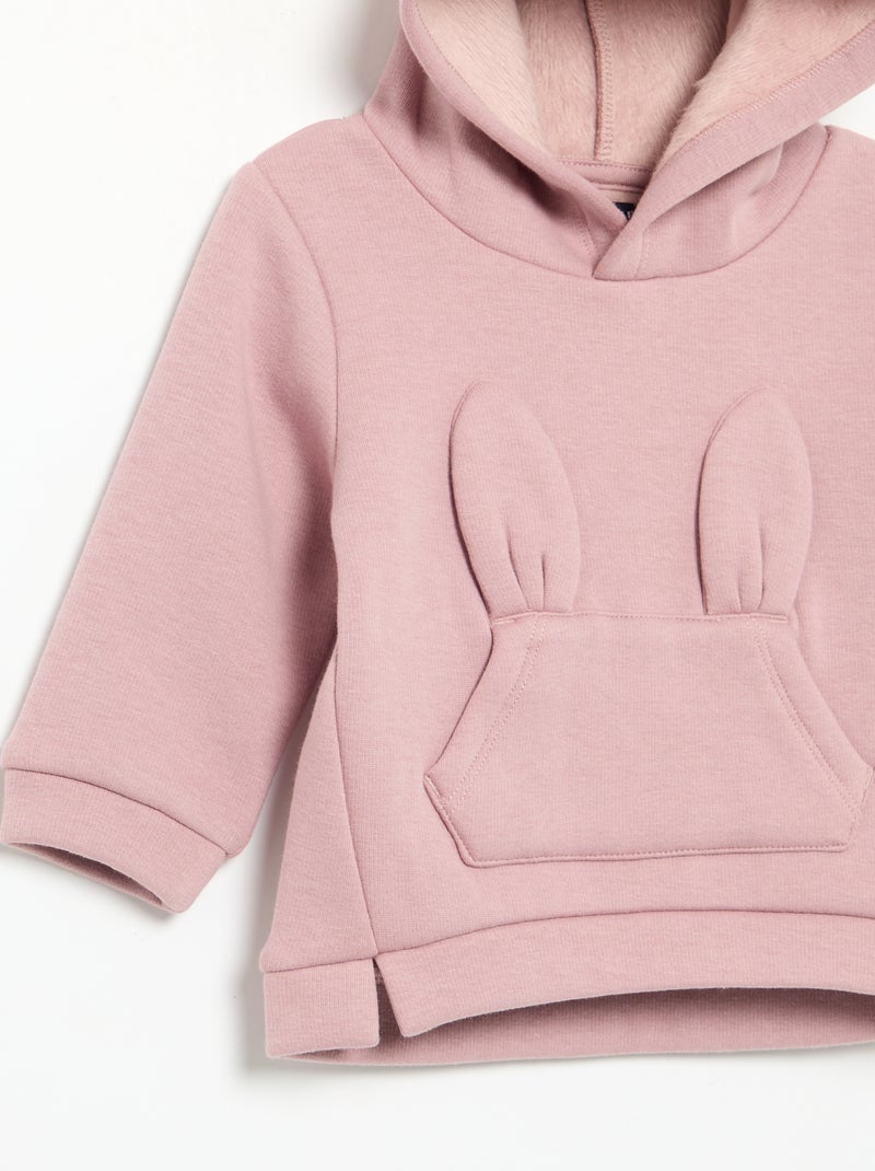 Sweat à capuche en polaire avec oreilles de lapin Rose - Kiabi