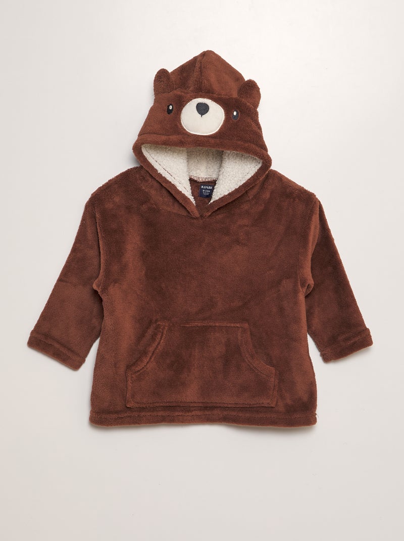 Sweat à capuche en polaire Marron - Kiabi