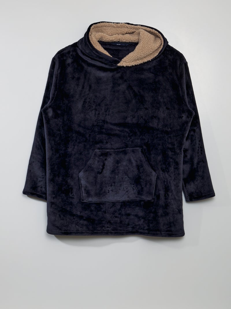 Sweat à capuche en polaire Noir - Kiabi