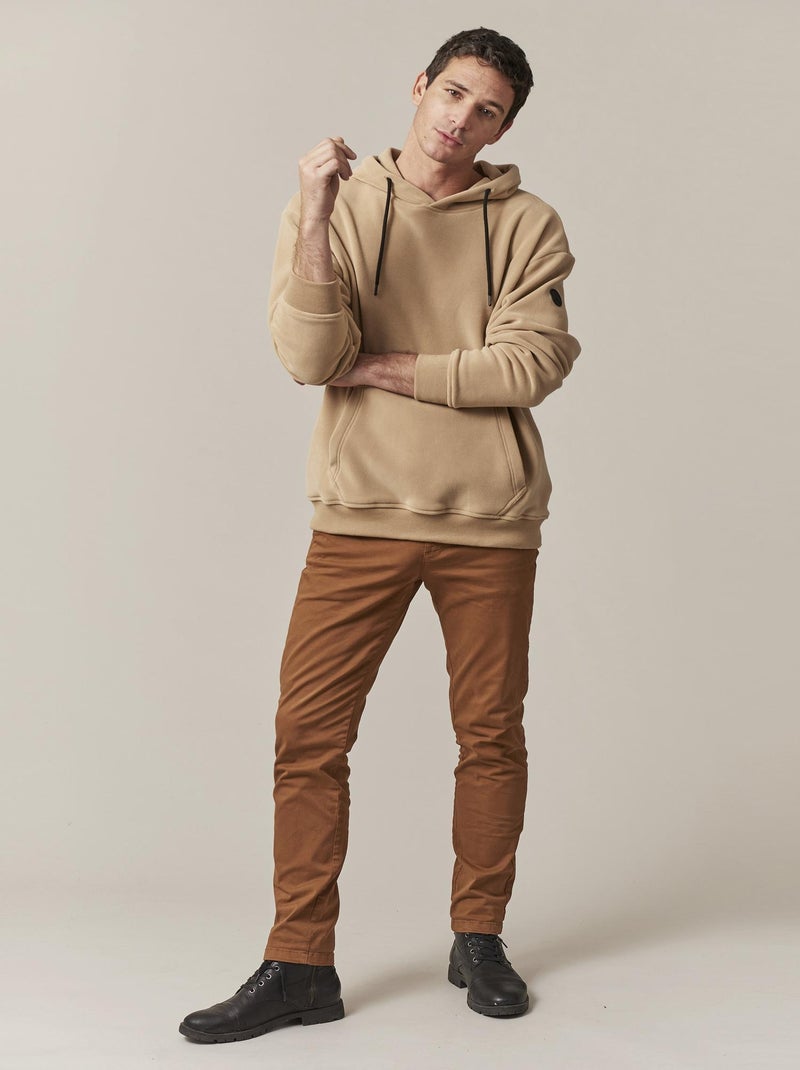 Sweat à capuche en tissu polaire pour homme 'Deeluxe' Marron caramel - Kiabi