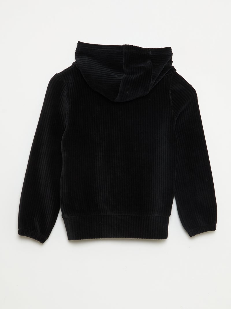 Sweat à capuche en velours côtelé Noir - Kiabi
