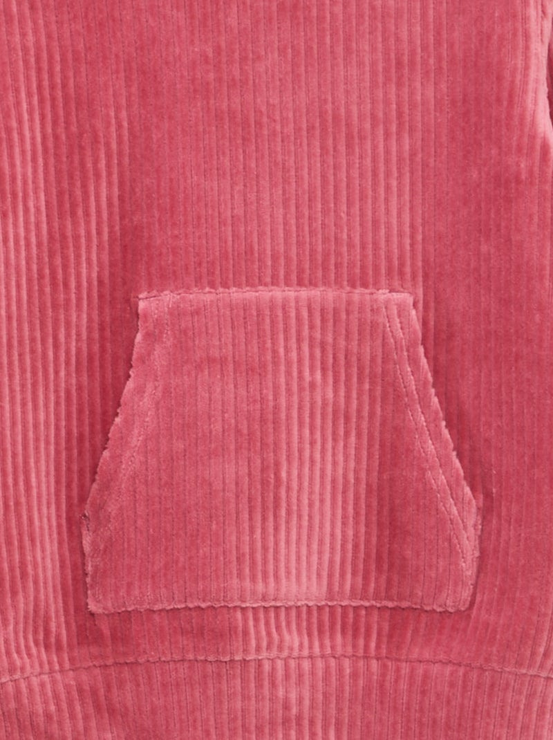 Sweat à capuche en velours côtelé Rose - Kiabi