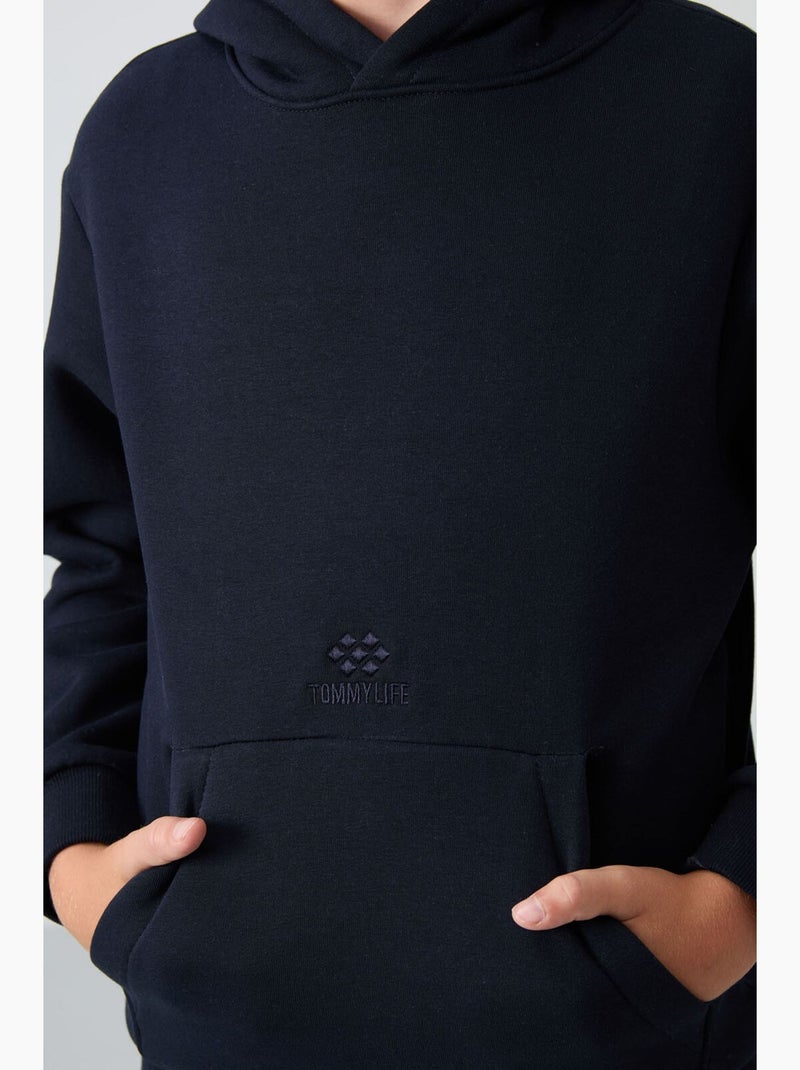 Sweat à capuche enfant avec poche tommy Bleu marine - Kiabi