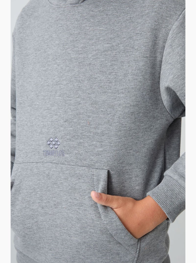 Sweat à capuche enfant avec poche tommy Gris - Kiabi