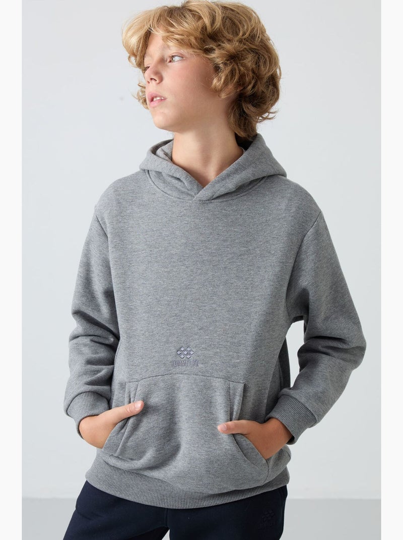 Sweat à capuche enfant avec poche tommy Gris - Kiabi