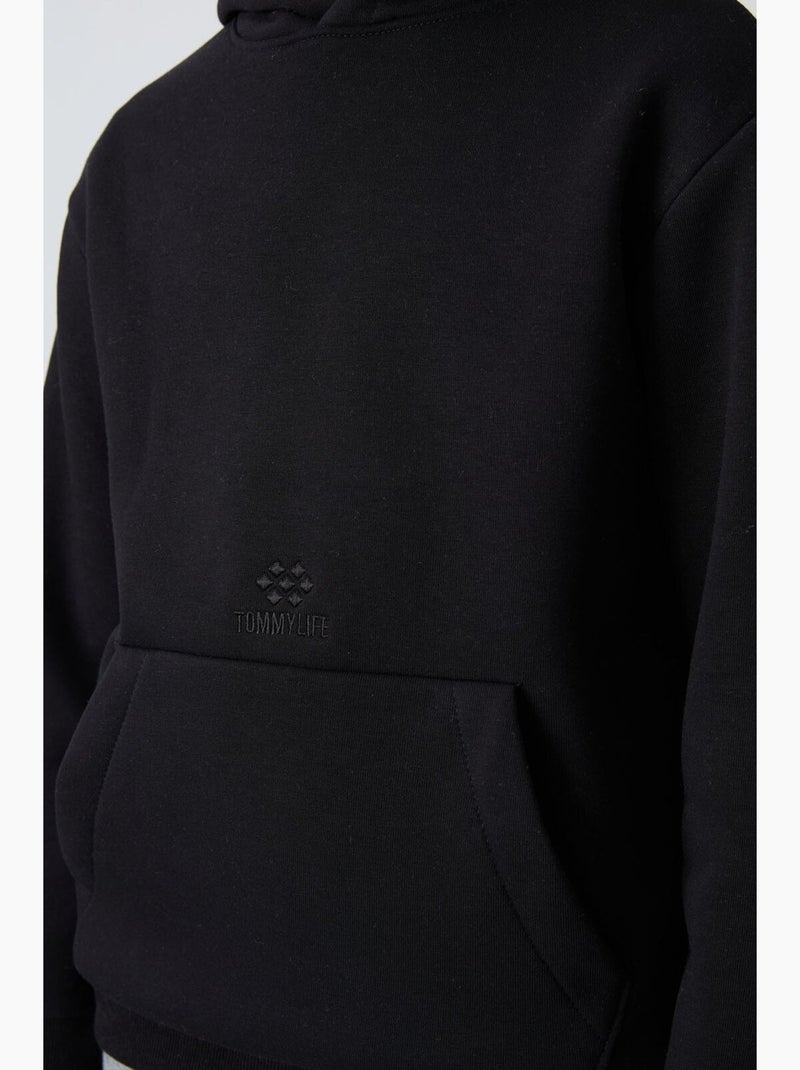 Sweat à capuche enfant avec poche tommy Noir - Kiabi
