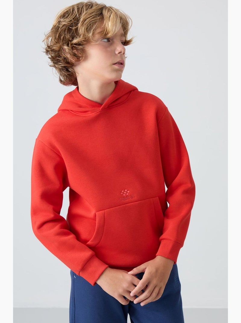 Sweat à capuche enfant avec poche tommy Rouge - Kiabi