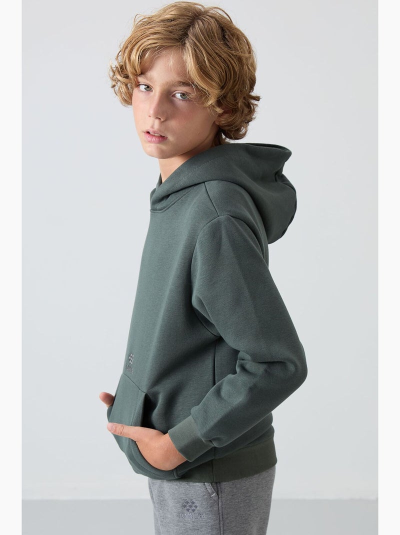 Sweat à capuche enfant avec poche tommy Vert foncé - Kiabi