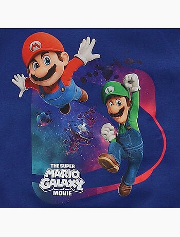 Sweat à capuche enfant manches longues Mario Luigi - bleu