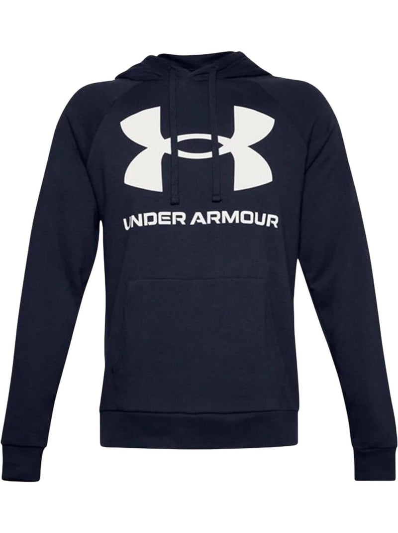 Sweat à capuche entraînement style gros logo rival - sous armure Bleu marine - Kiabi