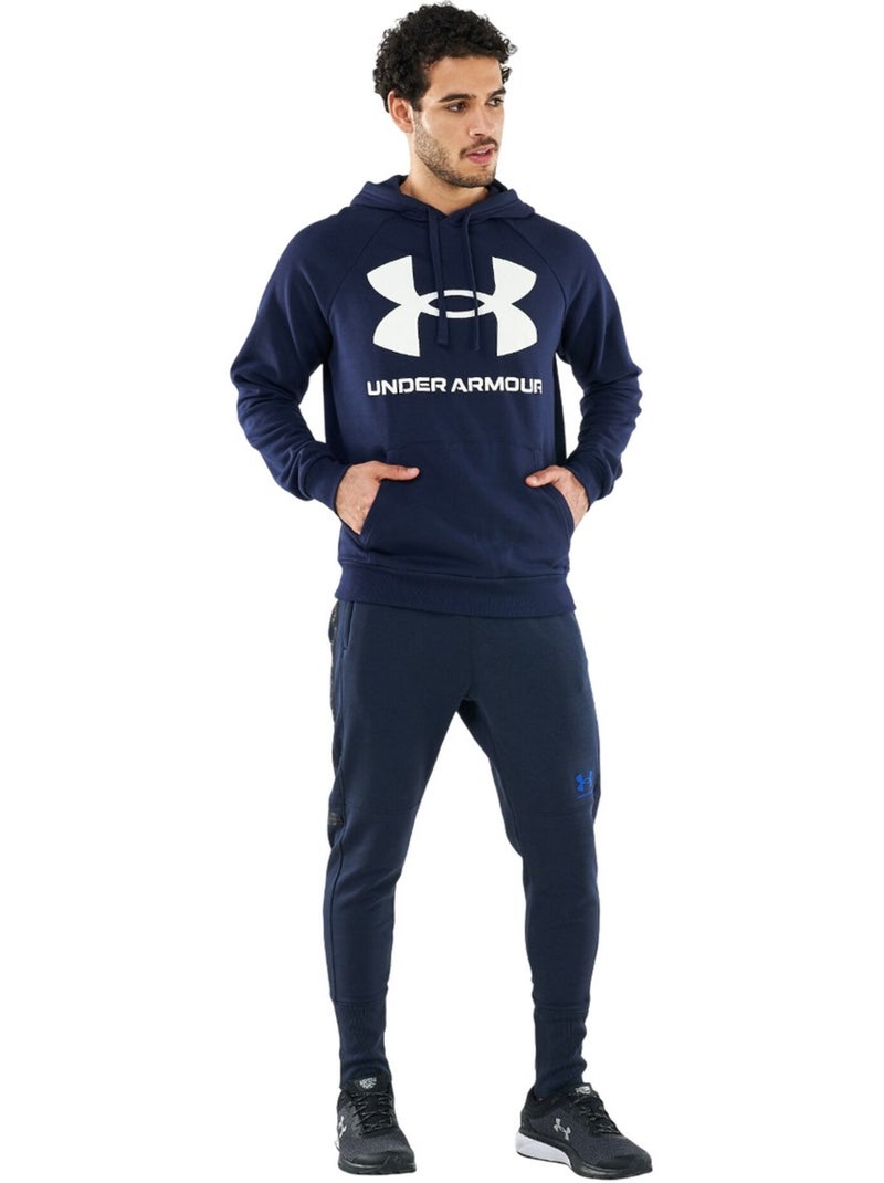 Sweat à capuche entraînement style gros logo rival - sous armure Bleu marine - Kiabi