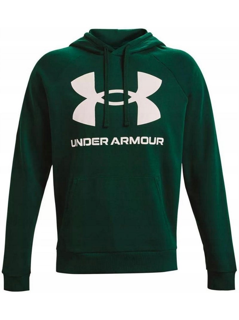Sweat à capuche entraînement style gros logo rival - sous armure Vert foncé - Kiabi
